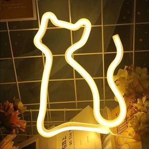 New Handmade  Cat White Neon Lights Wall Decor
